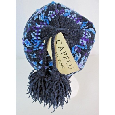 Capelli New York  One Size Purple Blue Pom Knit Beanie Hat Winter Lined NWT 741985283018 eb-85408628